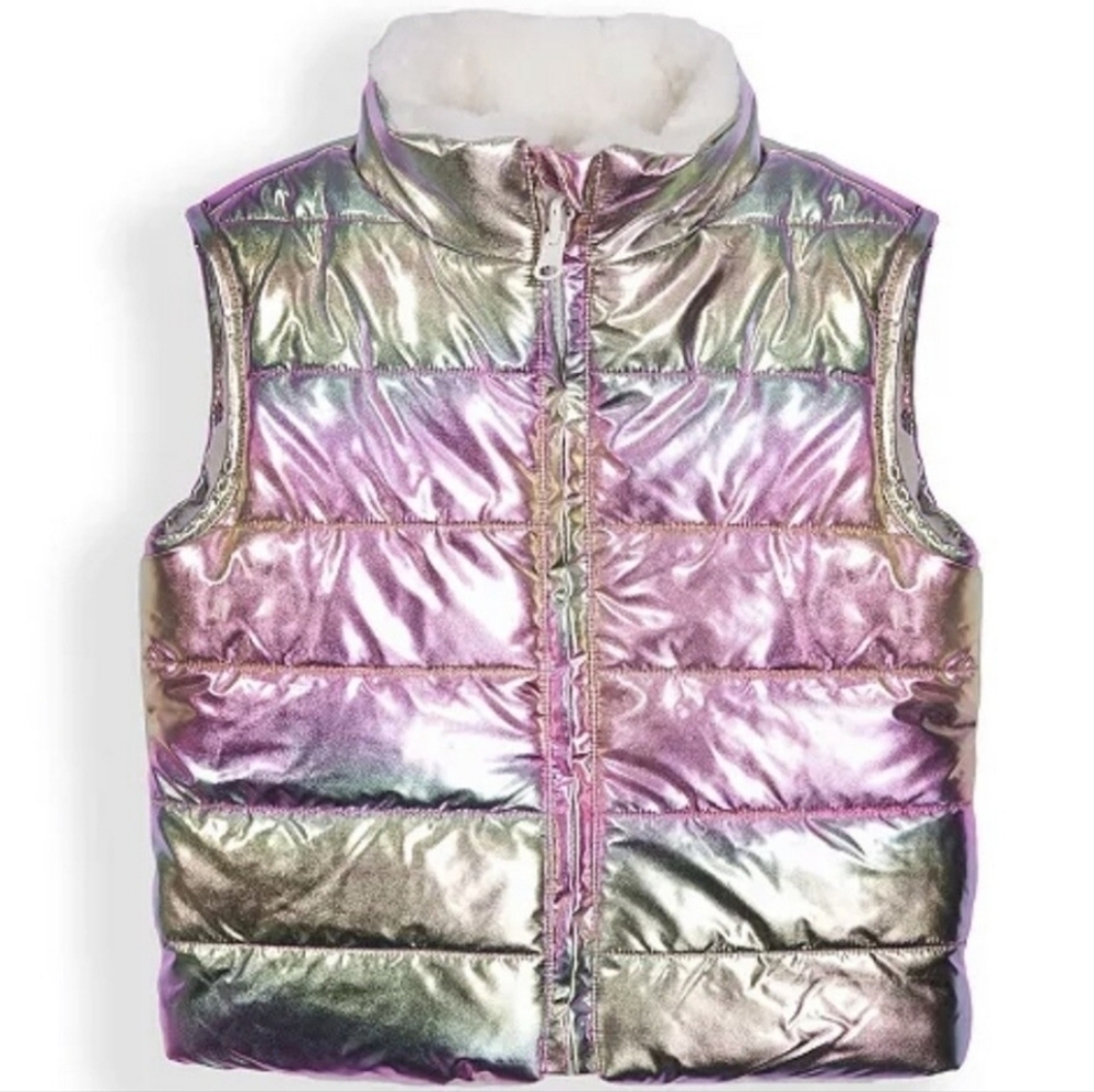 Epic Threads Metallic Reversible Shiny/Faux Fur Vest